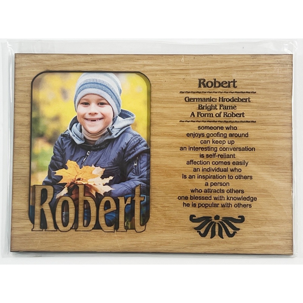 ROBERT Personalized Name Profile Laser Engraved Wood Picture Frame Magnet